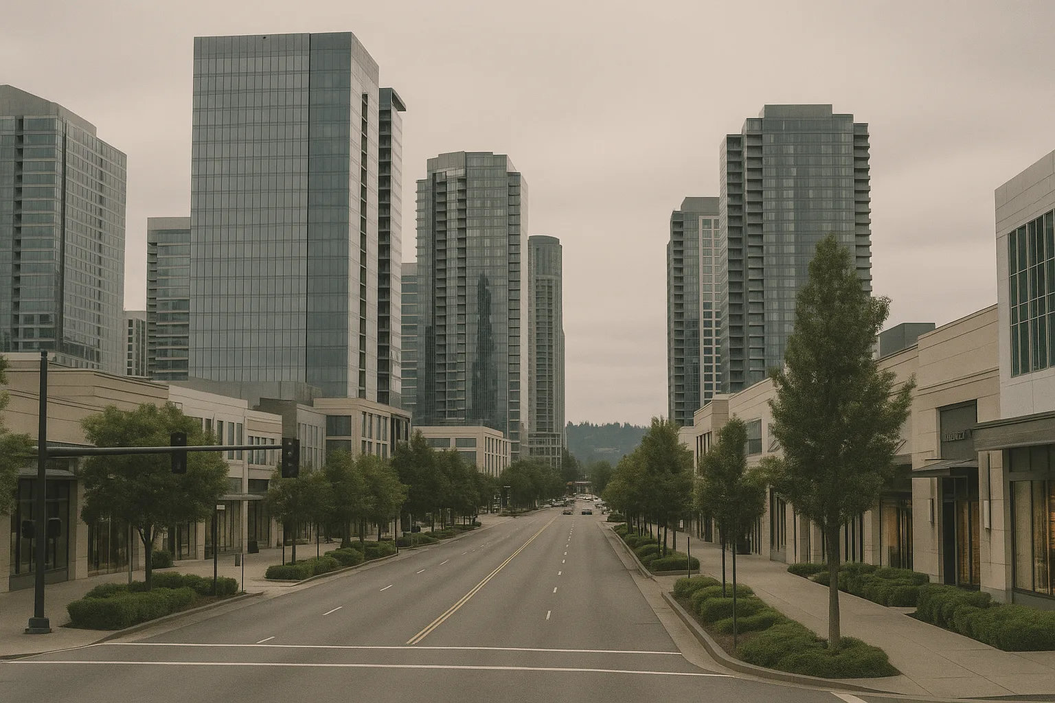 Modern Bellevue downtown skyline