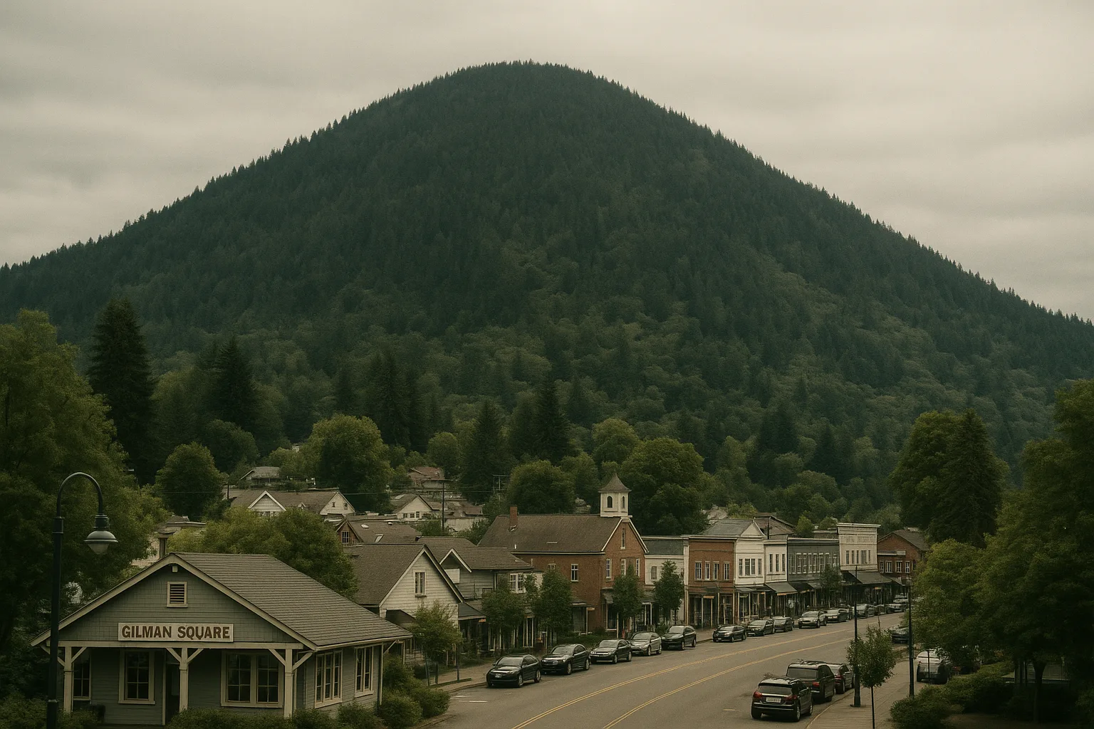 Issaquah with Cascade foothills backdrop