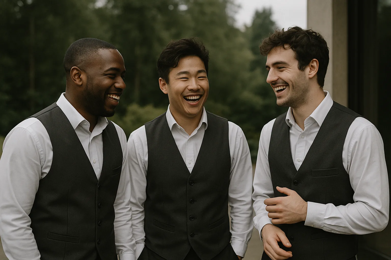 Valet team sharing a laugh between arrivals